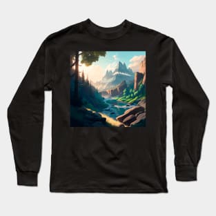 Majestic River Landscape Long Sleeve T-Shirt